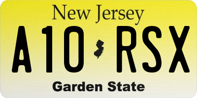NJ license plate A10RSX