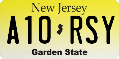 NJ license plate A10RSY