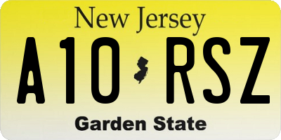 NJ license plate A10RSZ