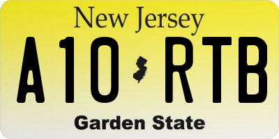 NJ license plate A10RTB