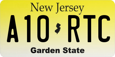 NJ license plate A10RTC