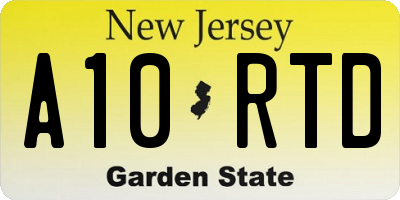 NJ license plate A10RTD