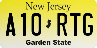 NJ license plate A10RTG
