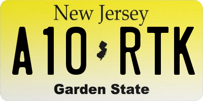 NJ license plate A10RTK