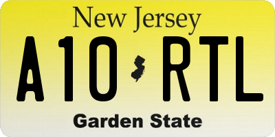 NJ license plate A10RTL