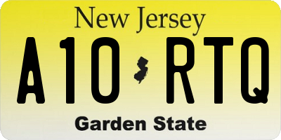 NJ license plate A10RTQ