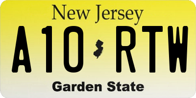 NJ license plate A10RTW