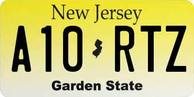 NJ license plate A10RTZ