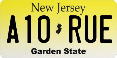 NJ license plate A10RUE