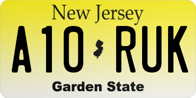 NJ license plate A10RUK