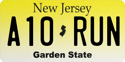NJ license plate A10RUN