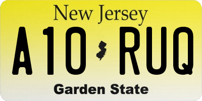 NJ license plate A10RUQ