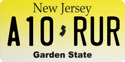 NJ license plate A10RUR