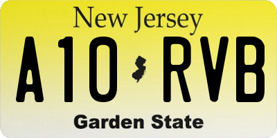 NJ license plate A10RVB