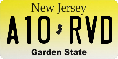 NJ license plate A10RVD