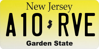 NJ license plate A10RVE
