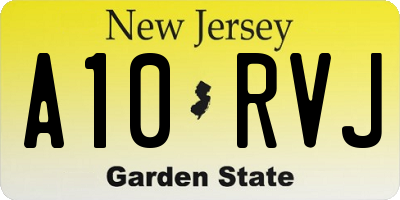NJ license plate A10RVJ