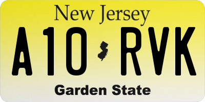 NJ license plate A10RVK