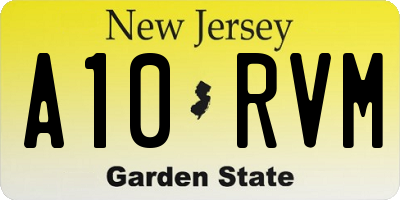 NJ license plate A10RVM
