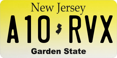 NJ license plate A10RVX