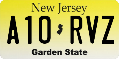 NJ license plate A10RVZ