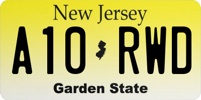 NJ license plate A10RWD