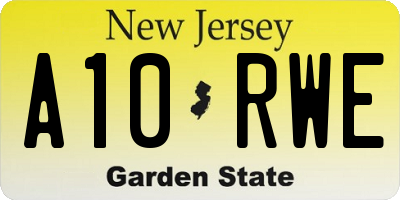 NJ license plate A10RWE