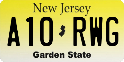NJ license plate A10RWG