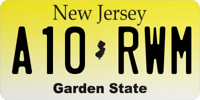NJ license plate A10RWM