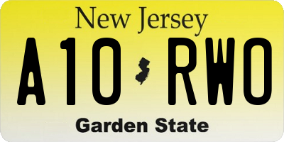 NJ license plate A10RWO
