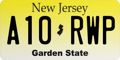 NJ license plate A10RWP
