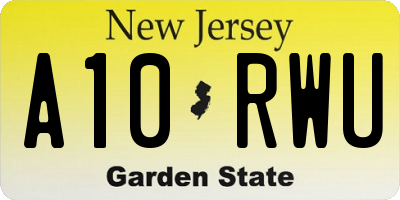 NJ license plate A10RWU