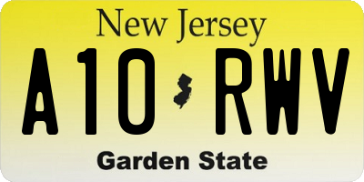NJ license plate A10RWV