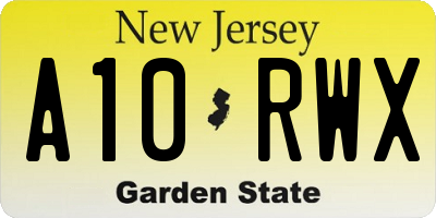 NJ license plate A10RWX