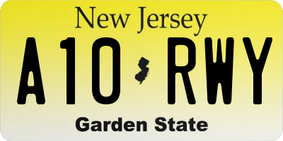 NJ license plate A10RWY
