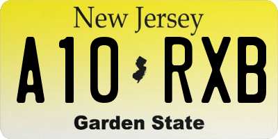 NJ license plate A10RXB
