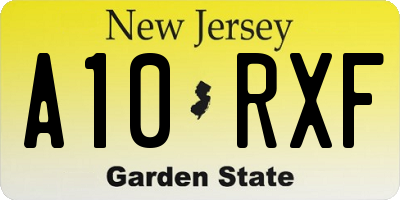 NJ license plate A10RXF