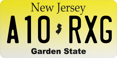 NJ license plate A10RXG
