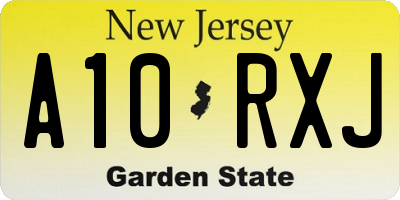 NJ license plate A10RXJ