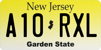 NJ license plate A10RXL