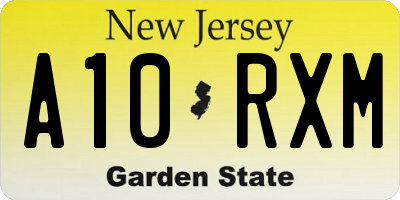 NJ license plate A10RXM