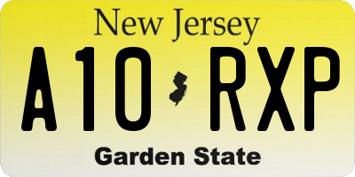NJ license plate A10RXP