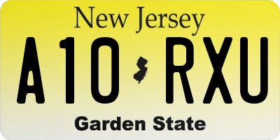 NJ license plate A10RXU