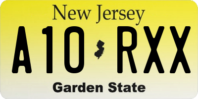 NJ license plate A10RXX