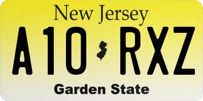 NJ license plate A10RXZ