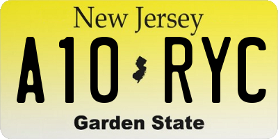 NJ license plate A10RYC