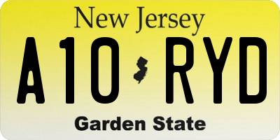 NJ license plate A10RYD