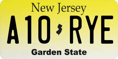 NJ license plate A10RYE