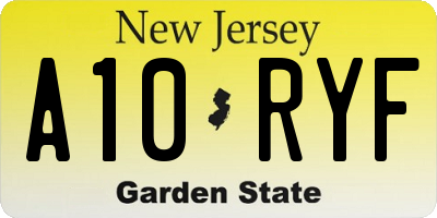 NJ license plate A10RYF
