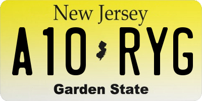 NJ license plate A10RYG